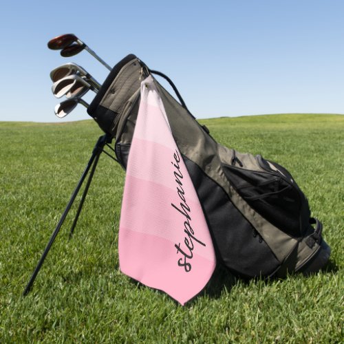 Personalized Modern Signature Pink Color Block Gol Golf Towel