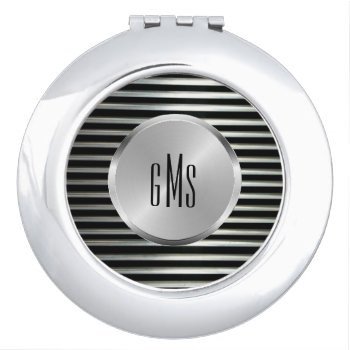 Personalized Modern Silver Stripes Compact Vanity Mirror by SharonCullars at Zazzle