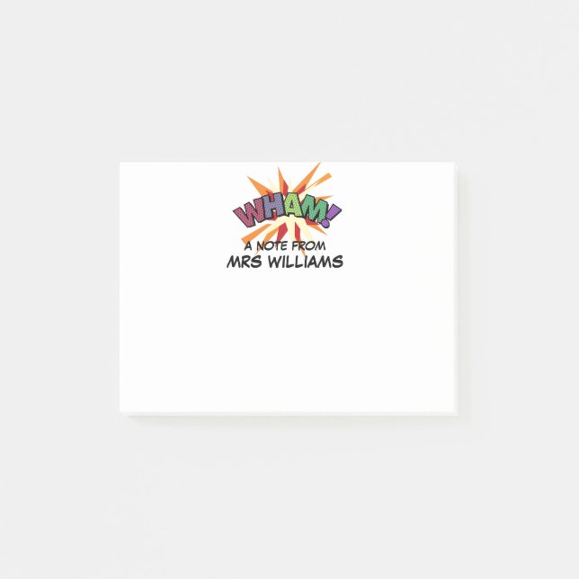 Personalized Modern Simple Comic Book WHAM Post-it Notes (Front)