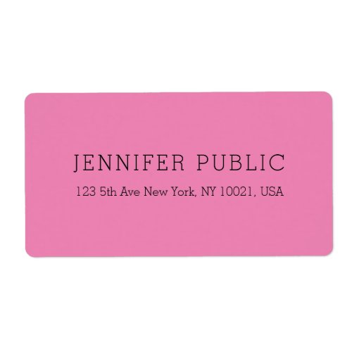 Personalized Modern Simple Designed Pink Template Label