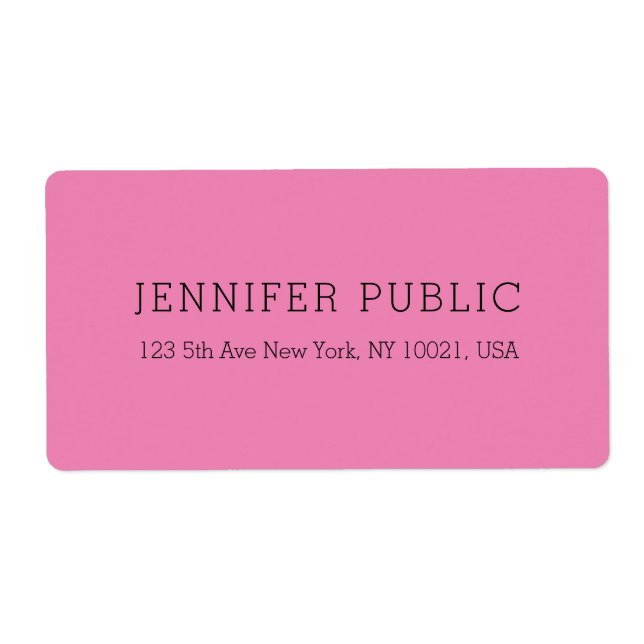 Personalized Modern Simple Designed Pink Template Label (Front)