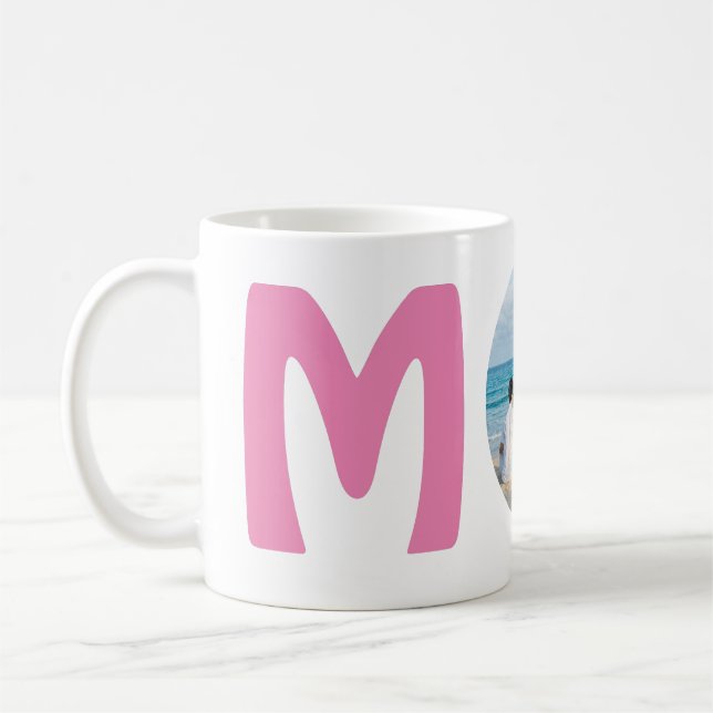 Personalized modern simple elegant pink Mom photo Coffee Mug (Left)