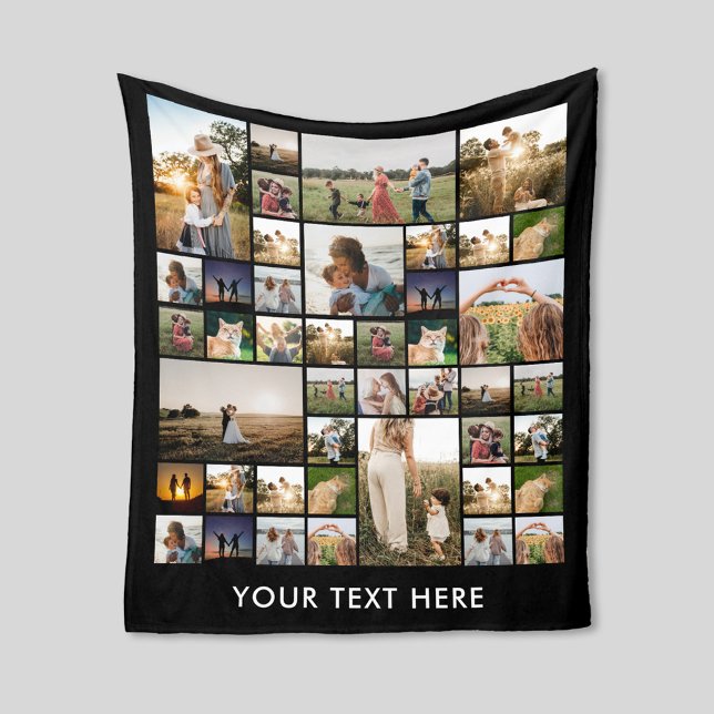  Personalized Modern Simple Photo Collage Fleece Blanket (Creator Uploaded)