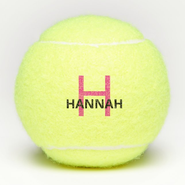 Personalized Modern Simple Pink Monogram Tennis Balls (Front)