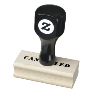 Personalized Modern Simple Red CANCELLED Wood Art Rubber Stamp