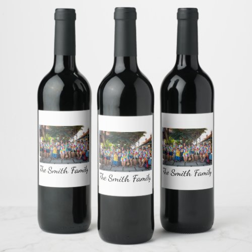 Personalized Modern Simple Reunion Photo   Wine Label