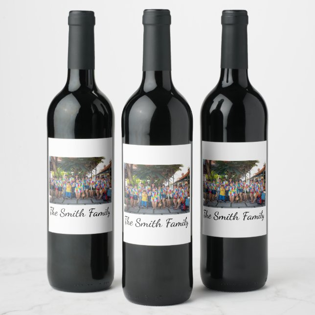 Personalized Modern Simple Reunion Photo   Wine Label (Bottles)