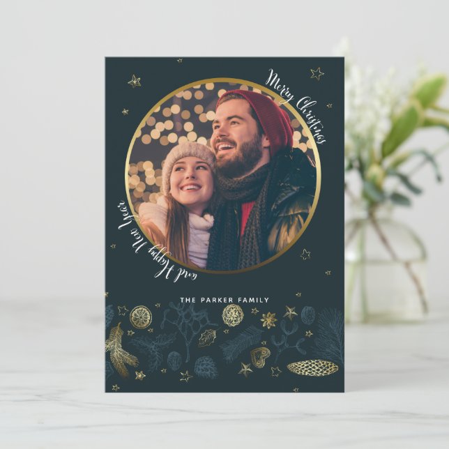 Personalized Modern Single Photo Christmas Card (Standing Front)