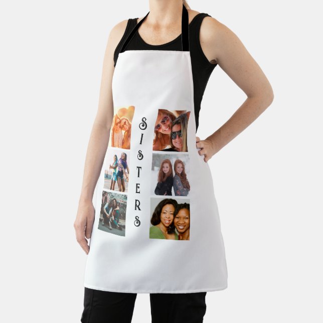 Personalized Modern Sisters 6 Photo Collage Apron (Insitu)
