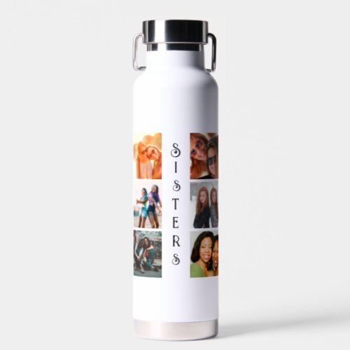 Personalized Modern Sisters 6 Photo Collage Water Bottle