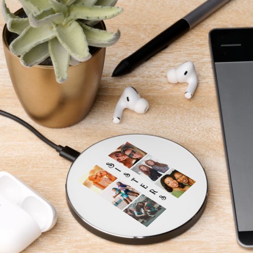 Personalized Modern Sisters 6 Photo Collage Wireless Charger