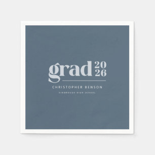 Personalized Modern Slate Blue 2026 Graduation Napkins