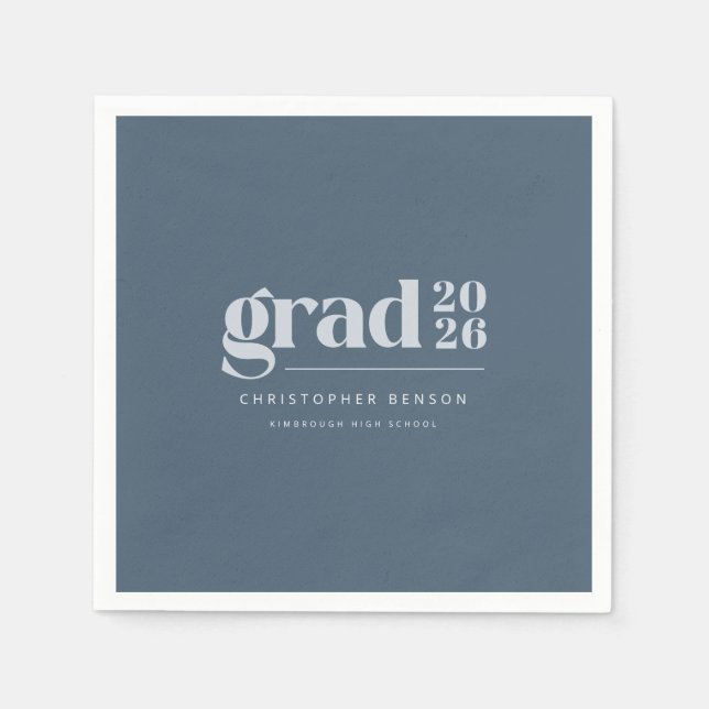 Personalized Modern Slate Blue 2026 Graduation Napkins (Front)