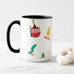 Personalized Modern Snowboarder Snowboarding  Mug<br><div class="desc">Cool whimsical illustration art of colorful snowboarders,  snowboarding downhill in mountains among pine,  spruce,  fir trees on fresh snow powder. Snowboard and xmas outdoor sport in a winter forest. Snowboarder gifts. Snowboarding Christmas decor.</div>