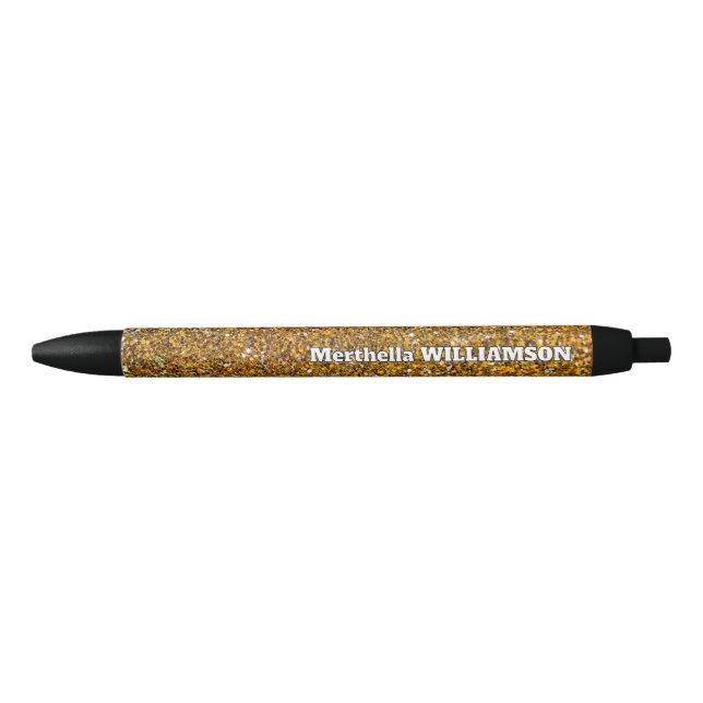 Personalized Modern Sparkly GOLD GLITTER Pen (Front)