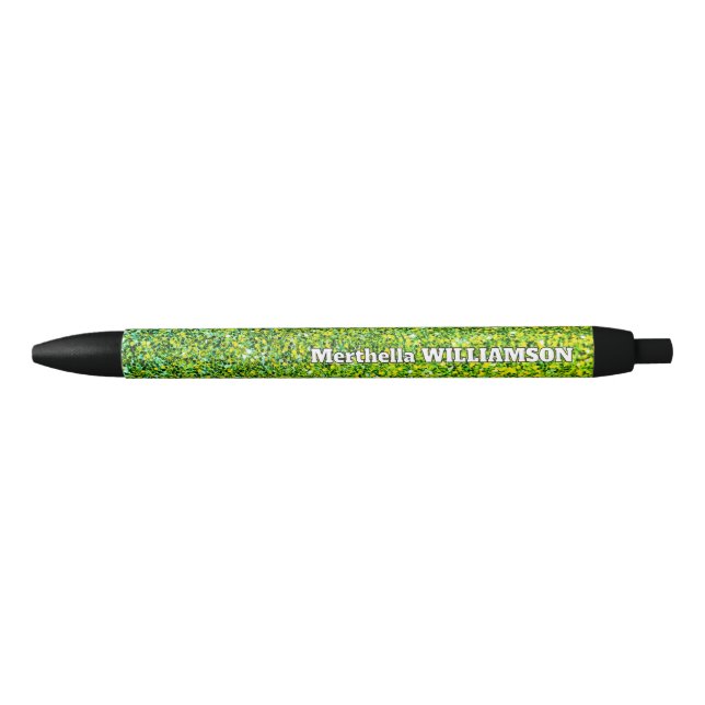 Personalized Modern Sparkly Green GLITTER Pen (Front)