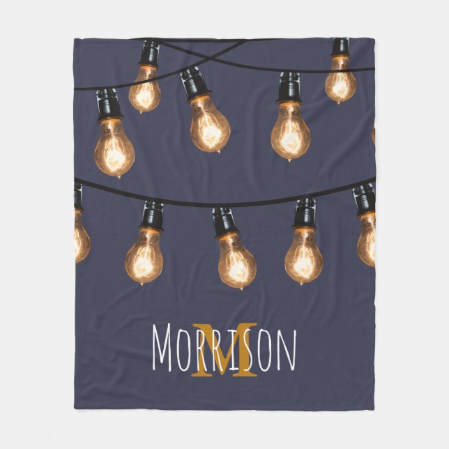 Personalized - Modern String of Lights Fleece Blanket (Front)
