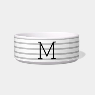 Personalized Modern Stripe Custom Initial Pet Bowl