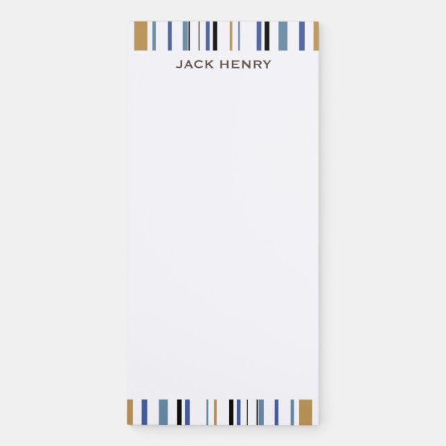 Personalized Modern Stripes Magnetic Notepad (Front)
