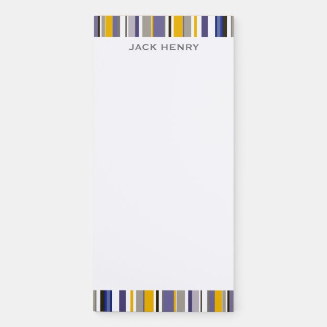 Personalized Modern Stripes Magnetic Notepad (Front)