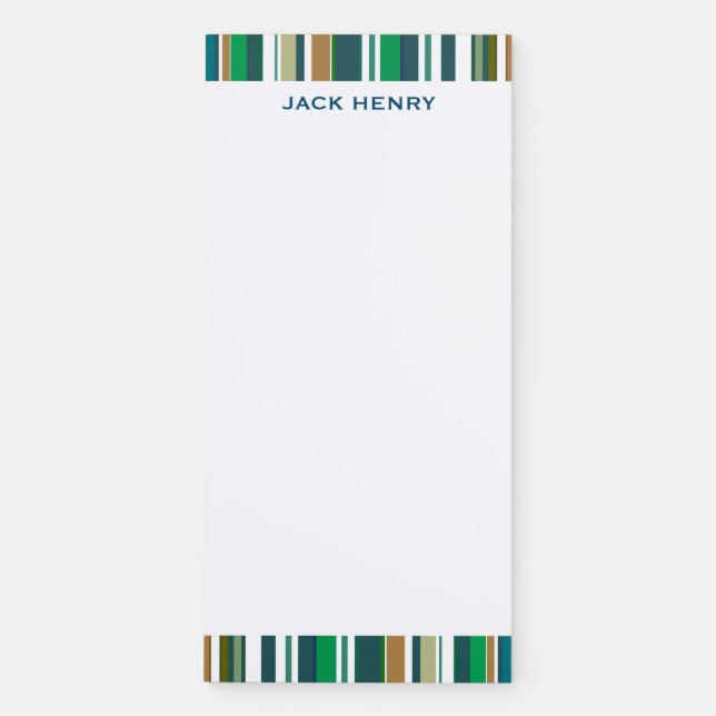Personalized Modern Stripes Magnetic Notepad (Front)