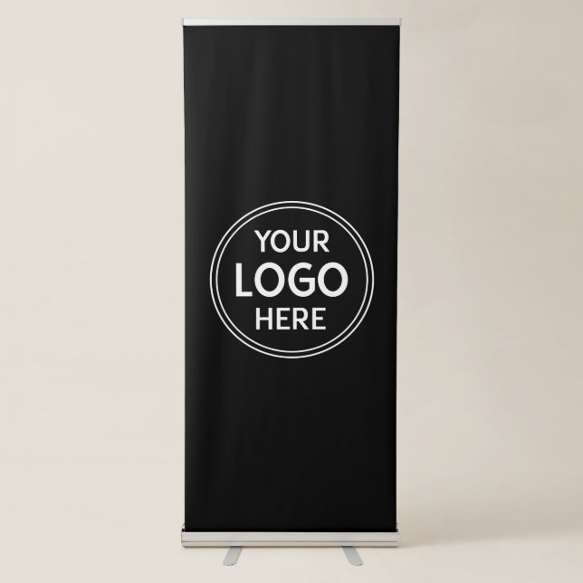 Personalized, Modern, Stylish, Monochrome, QR Code Retractable Banner (Front)