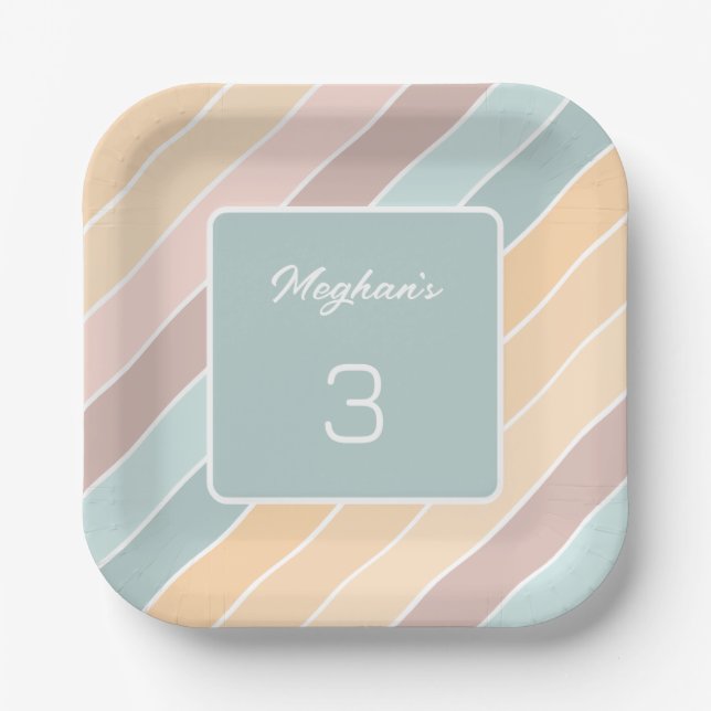 Personalized Modern Summer Vibe Creamy Colors Paper Plates (Front)