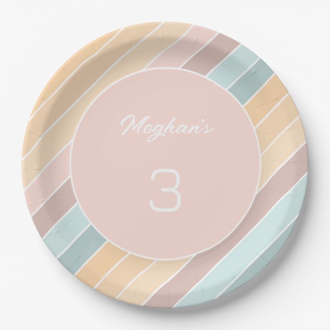 Personalized Modern Summer Vibe Creamy Colors Paper Plates (Front)