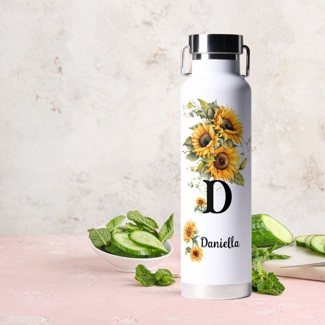 Personalized Modern Sunflower Water Bottle (Creator Uploaded)