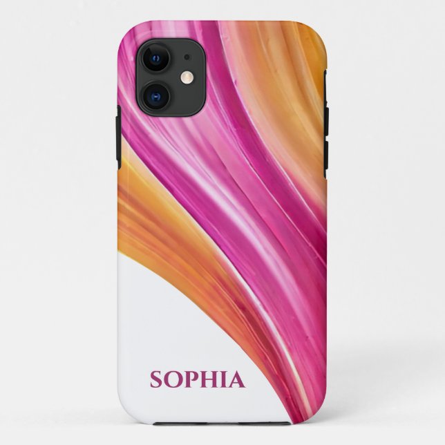 Personalized Modern-Sunset-Pink Orange and Yellow- Case-Mate iPhone Case (Back)