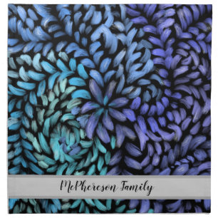 Personalized Modern swirling teal and blue petals Cloth Napkin