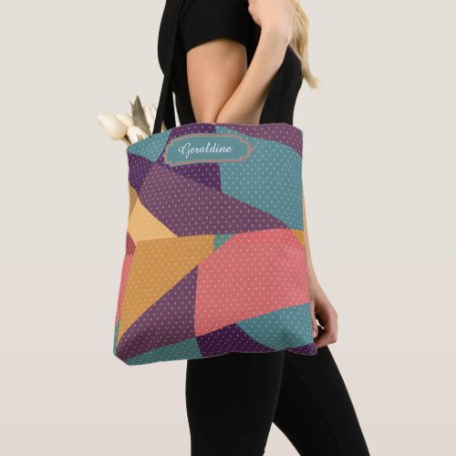 Personalized Modern tangram and dots pattern Tote Bag