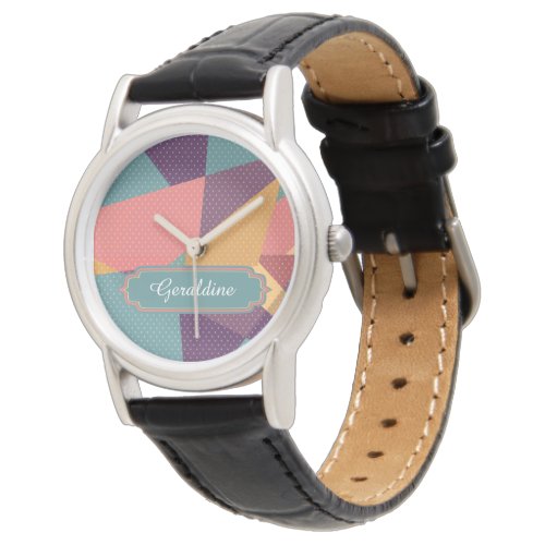 Personalized Modern tangram and dots pattern Watch