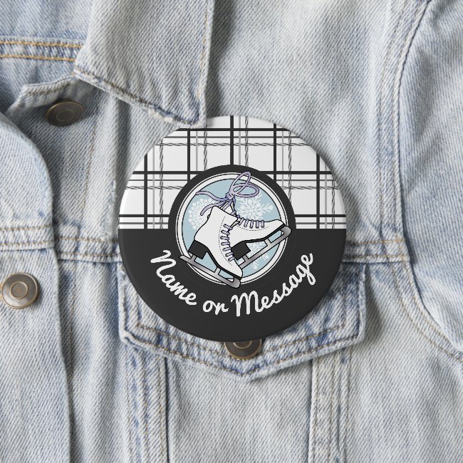 Personalized Modern Tartan Ice Skate