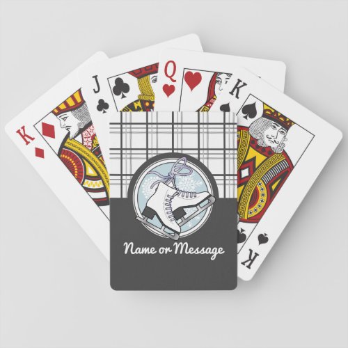 Personalized Modern Tartan Ice Skate Poker Cards