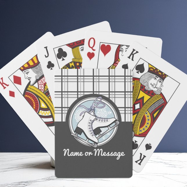 Personalized Modern Tartan Ice Skate Poker Cards (Creator Uploaded)