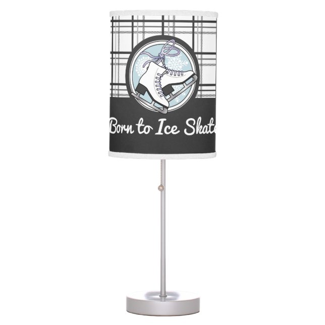 Personalized Modern Tartan Ice Skate Table Lamp (Front)