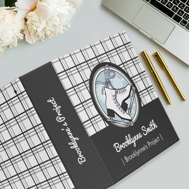 Personalized Modern Tartan Ice Skating 3 Ring Binder (Creator Uploaded)