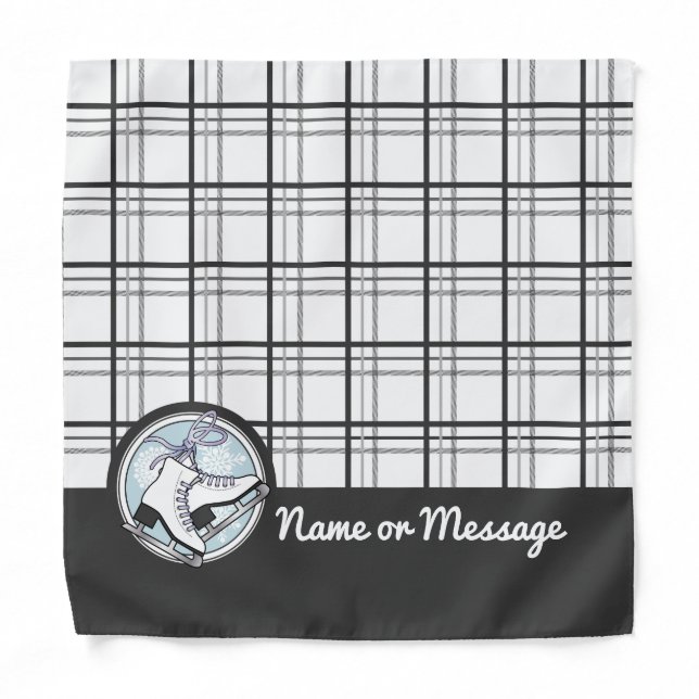 Personalized Modern Tartan Ice Skating Bandana (Front)