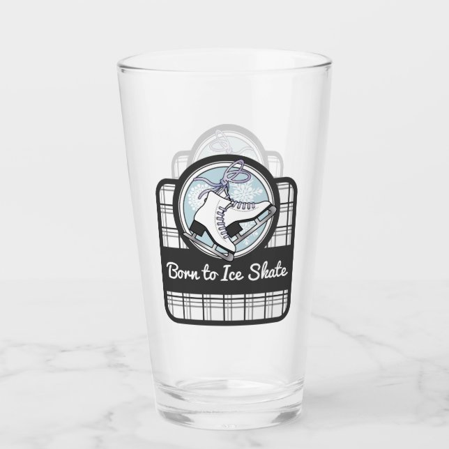 Personalized Modern Tartan Ice Skating Glass (Front)