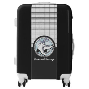Personalized Modern Tartan Ice Skating Luggage