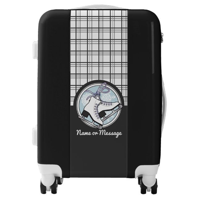 Personalized Modern Tartan Ice Skating Luggage (Front)