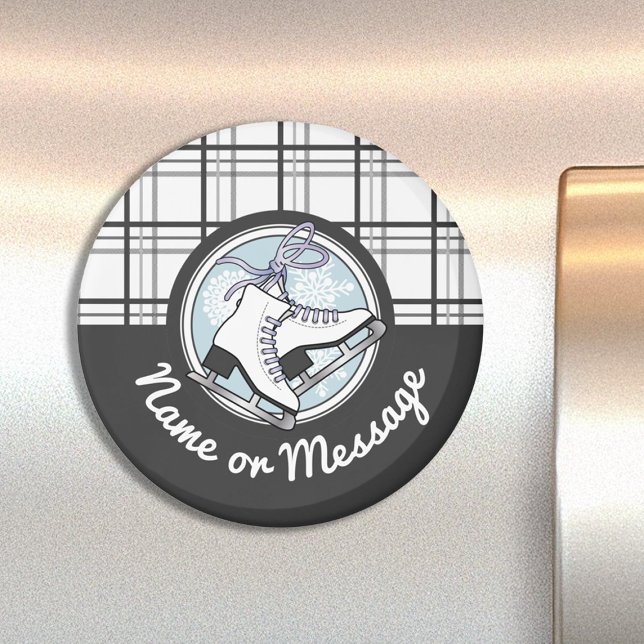 Personalized Modern Tartan Ice Skating Magnet (Creator Uploaded)