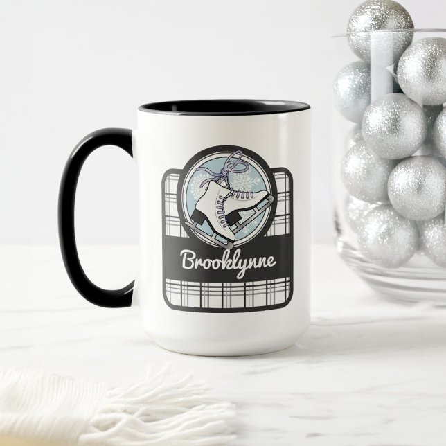 Personalized Modern Tartan Ice Skating Mug (Creator Uploaded)