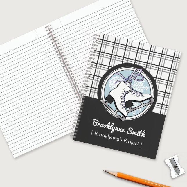 Personalized Modern Tartan Ice Skating Notebook (Creator Uploaded)