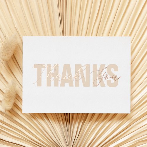 Personalized Modern Taupe Rose Gold Chic Thank You Foil Holiday Card