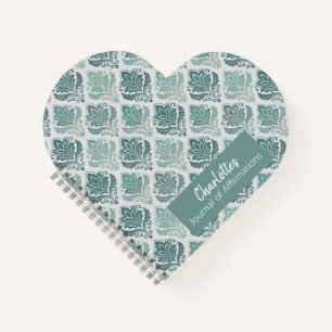 Personalized Modern Teal Nordic Damask Notebook