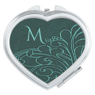 Personalized Modern Teal Swirl Compact Mirror