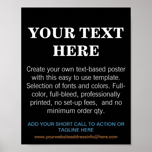 Personalized Modern Text Black Poster (Front)