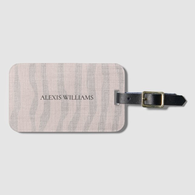 Personalized Modern Textured Zebra Pattern Luggage Tag (Front Horizontal)